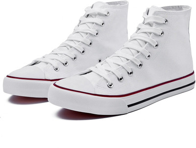 TRENDUTY High Top Walking,GymWear, DailyUse Casual Canvas Shoes For Men(White , 9.5)