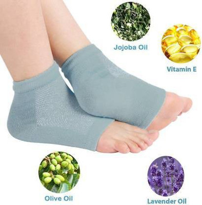 V S Enterprise Heel Pain Relief Silicone Gel Pad Heel Protector Socks with Spa Botanical Heel Support