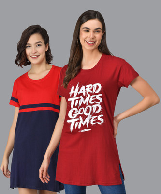 GRAND MALBORK Printed Women Round Neck Multicolor T-Shirt