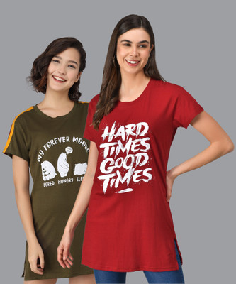 Rakshita Collection Typography Women Round Neck Multicolor T-Shirt