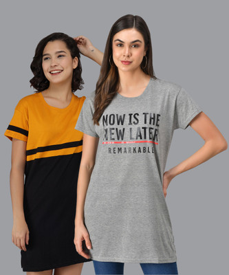 Christy World Colorblock Women Round Neck Multicolor T-Shirt