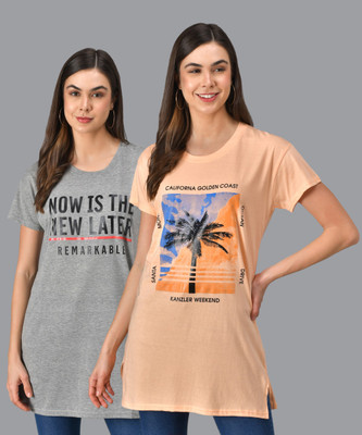 GRAND MALBORK Printed Women Round Neck Multicolor T-Shirt