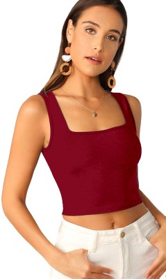 Alekya Casual Sleeveless Solid Women Maroon Top