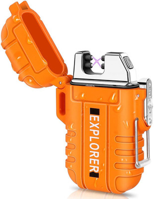Triangle Ant Waterproof Flameless Electric Lighter-DualArc Plasma Beam-also Ideal for outdoor Pocket Lighter(Orange)