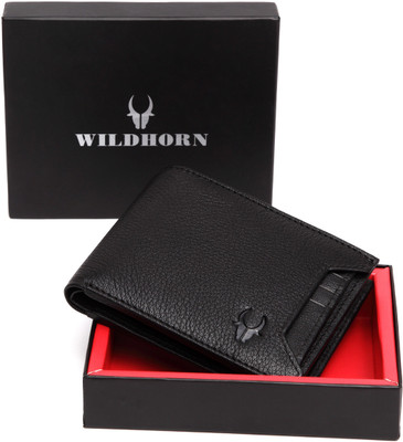 WILDHORN Men Casual, Formal, Travel Black Genuine Leather Wallet(11 Card Slots)