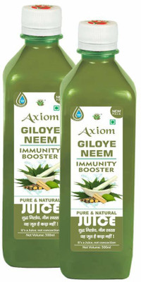 AXIOM Pure Neem Giloy Stem Juice 500 ml (PAck of 2) | Ayurvedic Juice | Immunity Booster | WHO GMP GLP Certified Product | No Added Sugar(Pack of 2, 1000 ml)