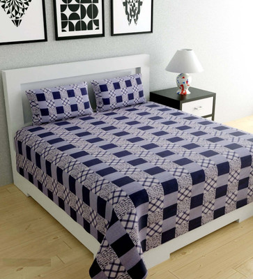 Echor 250 TC Microfiber Double Printed Flat Bedsheet(Pack of 1, Multicolor)