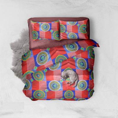 Echor 250 TC Microfiber Double Printed Flat Bedsheet(Pack of 1, Multicolor)