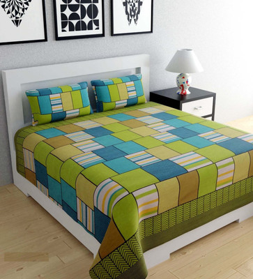Echor 250 TC Microfiber Double Printed Flat Bedsheet(Pack of 1, Multicolor)