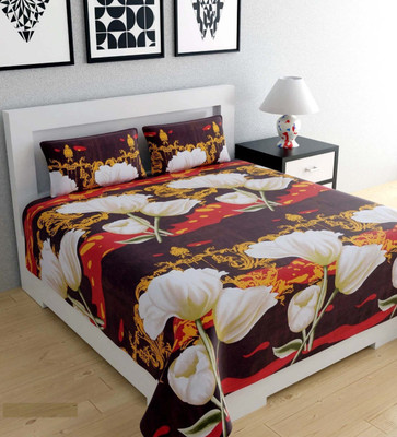 Echor 250 TC Microfiber Double Printed Flat Bedsheet(Pack of 1, Multticolor)