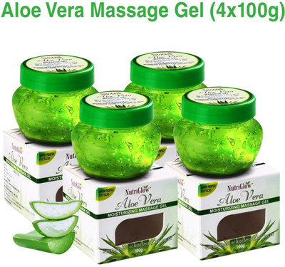 NutriGlow Aloe Vera Moisturizing Massage Gel 100gm Pack of 4(100 g)