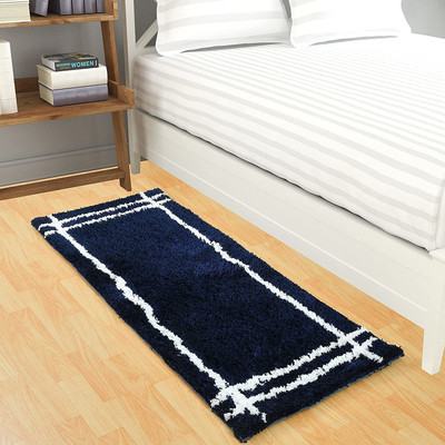 MY HOME Dark Blue Polyester Runner(2 ft,  X 5 ft, Rectangle)