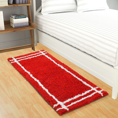 MY HOME Red Polyester Runner(2 ft,  X 5 ft, Rectangle)