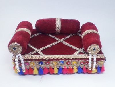 R D Handicraft Silk All Purpose Chowki(Maroon, Pack of 1)