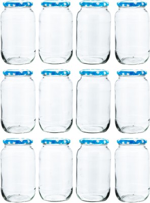 Machak Glass Grocery Container  - 1000 ml(Pack of 12, Blue)