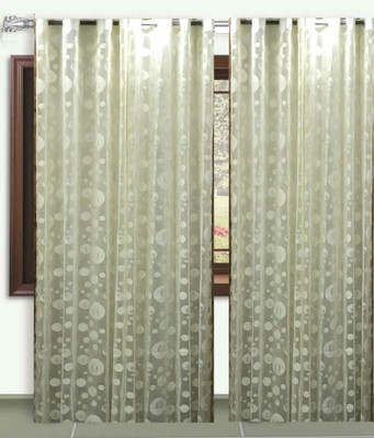 Panipat Handloom 213.36 cm (7 ft) Door Net Transparent Curtain (Pack Of 2)(Cream, Self Design)