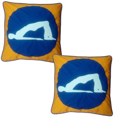 Hugs N Rugs Embroidered Cushions Cover(Pack of 2, 40 cm*40 cm, Blue, Orange)