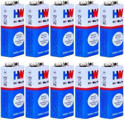 Thejalbhoominx 10pcs 9 VOLTS BATTERY HI-WATT 100% Original 6F22 9V Long Life Carbon Zinc Batteries for Electronic Toys, Clocks, Walkie-Talkies, Smoke Alarms, Handheld Test Equipment, Digital Instruments, Transistor Radios (Pack of 10) Battery Power Supply Electronic Hobby Kit