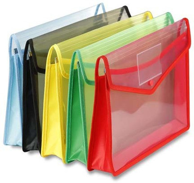 Greeshma Plastic A4 Documents File Storage Bag With Snap Button Set Of 5/Certificate File Holder(Set Of 5, Multicolor)