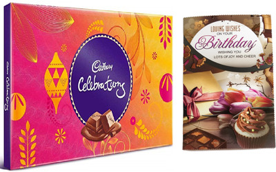 Cadbury Special Gift For Birthday|Celebration Gift Pack Chocolates With Attractive Birthday Greeting Card Combo  (Cadbury Celebration Gift Pack Chocolate -1, Birthday Greeting Card- 1) For Rs. 269 @ 55 %