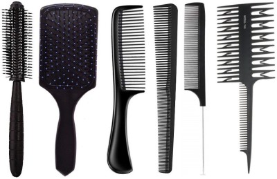 SANDIP Hair Stylists Professional Styling Comb Set Variety Pack Great for All Types Styles 6Pcs Salon Hairdressing Tool Multifunction Pro Barbers Brush Combs Cutting Sets Kit Massage Women Men Kids-pack of 6