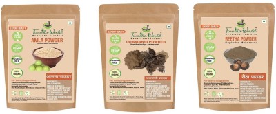 Twacha world Amla Powder ,Jatamansi Powder,Reetha (Soapnut) Powder For Hair Care 100 GM Each Pack of 3 (300 GM)(300 g)