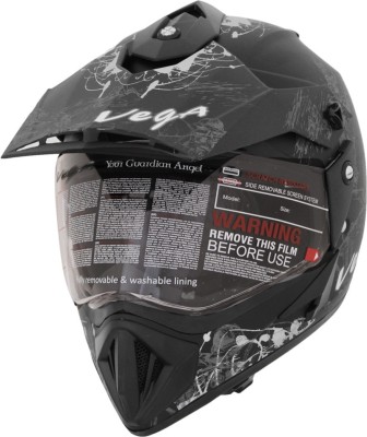 VEGA Off Road D/V Sketch Motorsports Helmet(Silver, Dull Black)