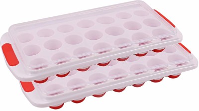 NOHUNT 21 Cavity Pop Up Ice Cube Trays with Lid Multicolor Plastic, Silicone Ice Ball Tray(Pack of2)