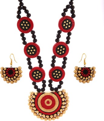 Tandra's Terracotta Terracotta Red, Black, Gold Jewellery Set(Pack of 1)