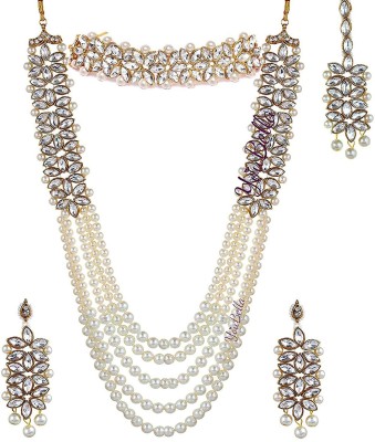 Divastri Alloy Gold-plated White Jewellery Set(Pack of 5)