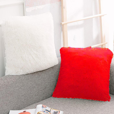 PICKKART Microfibre Solid Cushion Pack of 2(Red & White)