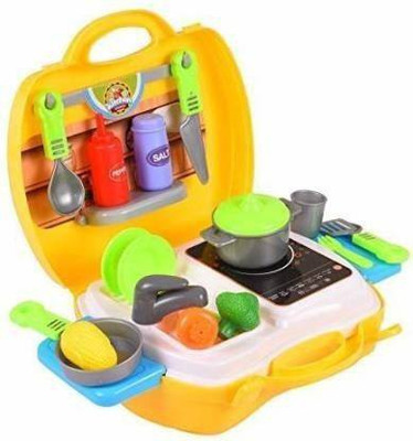 VRUX 26 Pcs Suitcase Kitchen Play Set For Interactive Kitchen Learning For Kids