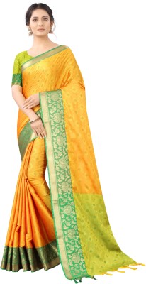 khoosanta Woven Mysore Jacquard, Art Silk Saree(Yellow)