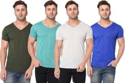 Adorbs Solid Men V Neck Multicolor T-Shirt