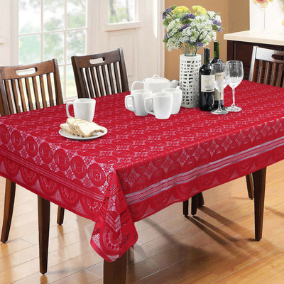 Flipkart SmartBuy Self Design 6 Seater Table Cover(Red, Polyester)