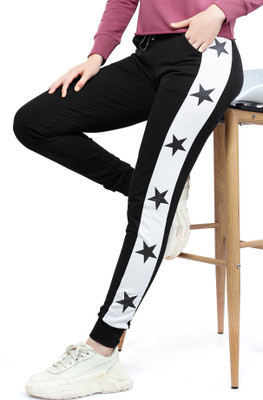 ZEYO Printed Women Black Track Pants