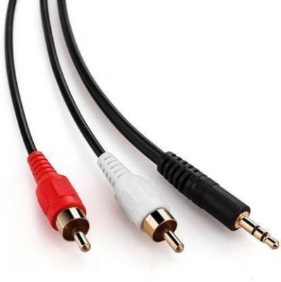 Thejalthejal  TV-out Cable TV-out Cable 1.5 Meter 2RCA to Male Headphone Jack 2rca audio speaker cable 5 m (Black, For DVD)(Black, For Home Theater)