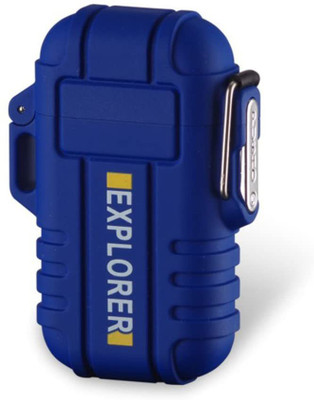 Wonder World Explorer Waterproof and Windproof Flameless Double ARC Rechargeable Lighter | Allow Resin Made, Blue Pocket Size EPL Cigarette Lighter(Blue)