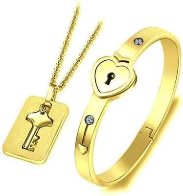 ruby collection Stainless Steel Silver Multicolor Jewellery Set(Pack of 1)
