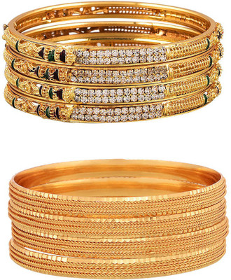 ZENEME Alloy Gold-plated Bangle Set(Pack of 8)