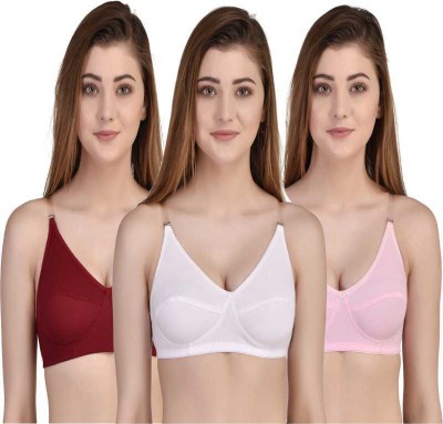 Mate Women Full Coverage Non Padded Bra(Pink, White, Maroon)