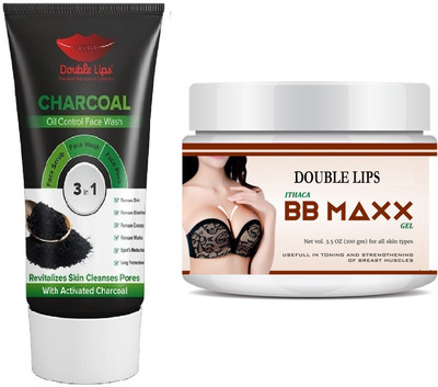 DOUBLE LIPS GEL FOR WOMEN 100 GR + FACE CARE ACTIVATED CHARCOAL 3 IN 1 FACE WASH 100 ML(2 Items in the set)
