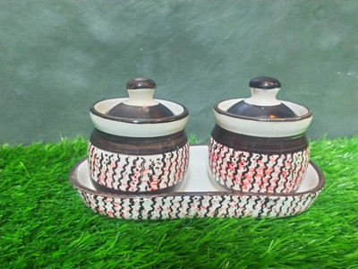 caffeine Ceramic Pickle Jar  - 150 ml(Brown)