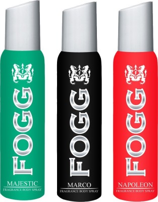 FOGG FOGG MAJESTIC DEODORANT + FOGG MARCO DEODORANT + FOGG NAPOLEON DEODORANT Deodorant Spray  -  For Men & Women(120 ml, Pack of 3)