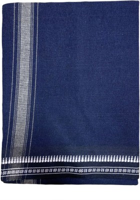 Prakasam Cotton Premium Quality Kerala Style Navy Thalapathi Border Single (1.28x2.00mtrs) Mens Solid Men Dhoti