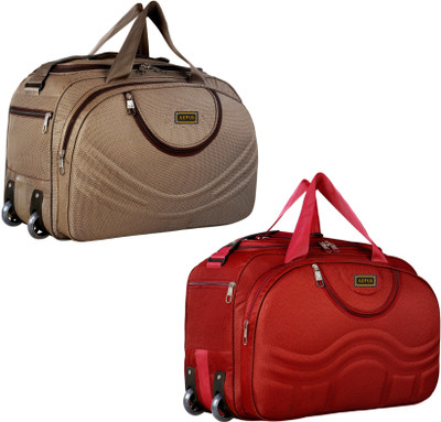 ZERUS (Expandable) Soft Body Set of 2, Medium (54 Cm) Travel Duffel Bag Light weight Waterproof Premium Quality Polyester/Nylon Material Luggage Duffel With Wheels (Strolley)
