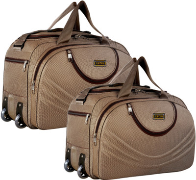 ZERUS (Expandable) Soft Body Set of 2, Medium (54 Cm) Travel Duffel Bag Light weight Waterproof Premium Quality Polyester/Nylon Material Luggage Duffel With Wheels (Strolley)