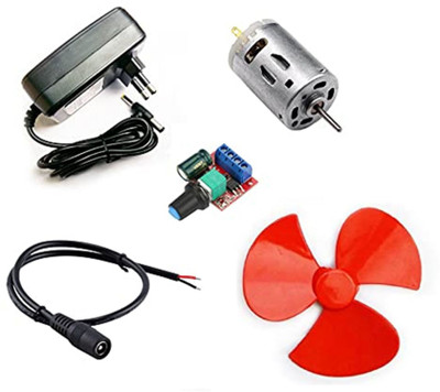 ERHIndia 385 DC Motor 12V Brush High Speed Micro DC Motor Brushed Metal Stainless Steel with 3 Wing Propeller, PWM DC Motor Speed Controller and 12v Powerful Adapter DIY Kit Educational Electronic Hobby Kit