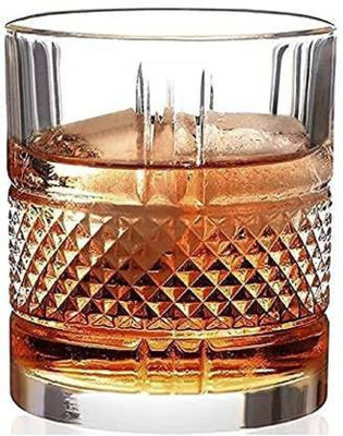 INYSKA (Pack of 2) New fashion pack of 2, 300 ML Stylish Fashion Rocks Tumblers Lead-Free Glassware Glass Set Whisky Glass(300 ml, Glass, Clear)