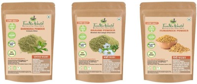 Twacha world Bhringraj Powder ,Brahmi Powder,Fenugreek ( Methi ) Powder For Hair Care 100 GM Each Pack of 3 (300 GM)(300 g)